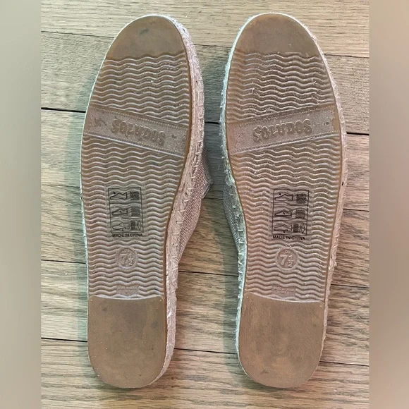 SOLUDOS Bees Cotton Woven Canvas Slip-On Espadrille Mule Flats / Sz 7.5 - Picture 9 of 10